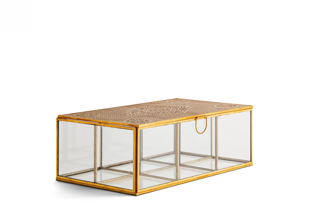 Nkuku - Kijang Jewellery Box - Brass & Clear - Large