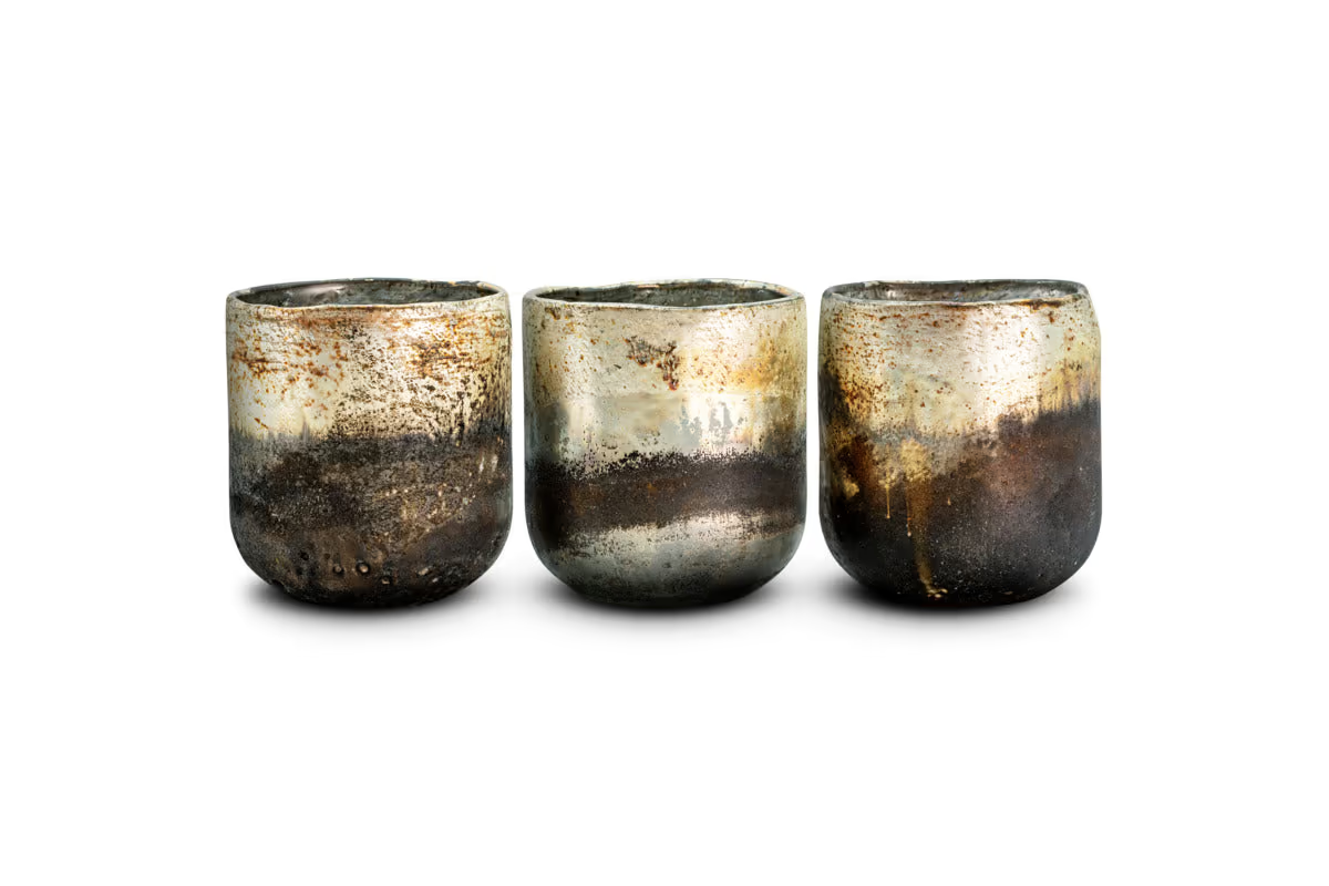 Nkuku - Furaha Tealight Holders - Frosted Black - Small (Set of 3)