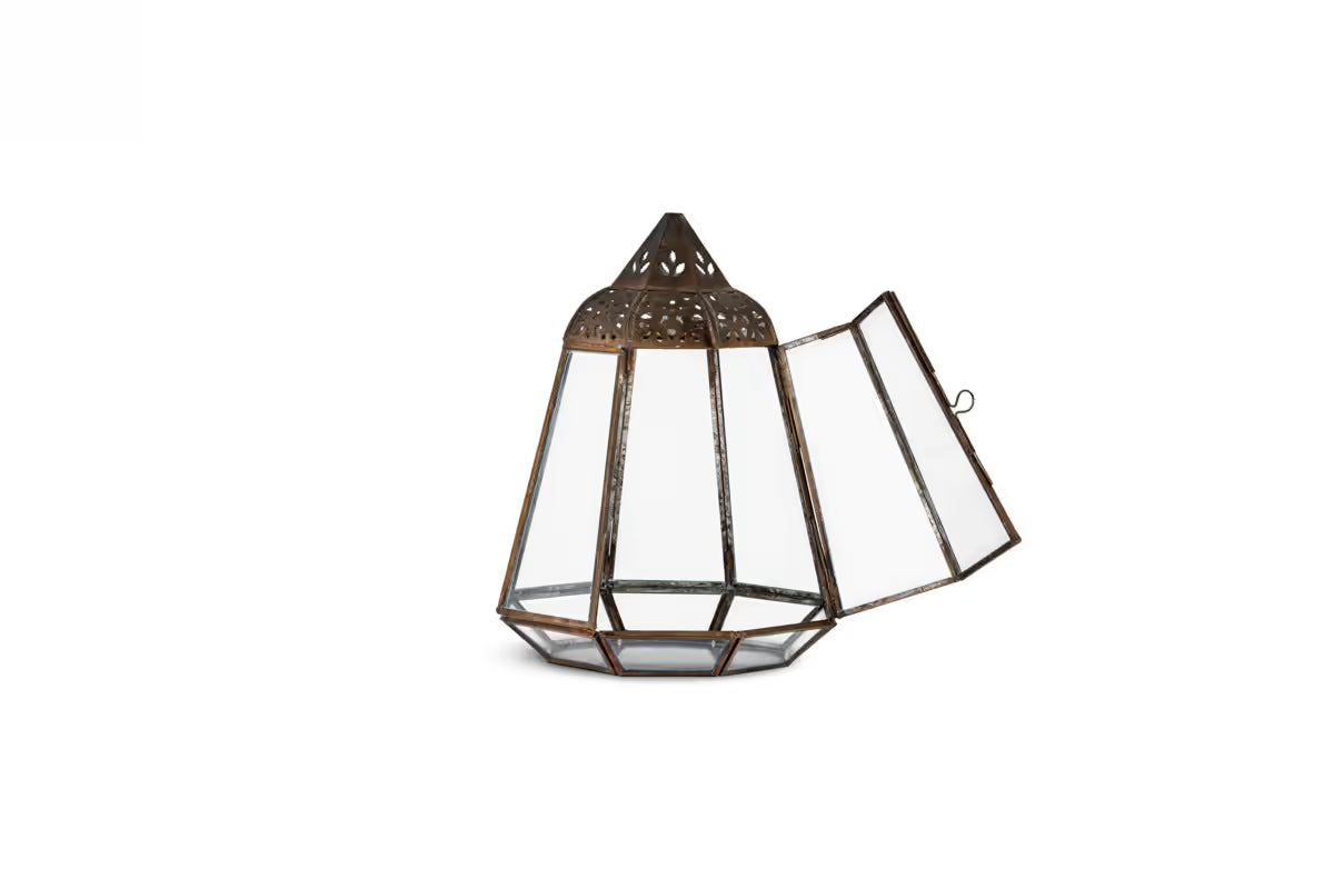 Nkuku - Nyiruan Lantern - Brass & Clear - Small - Without Candle