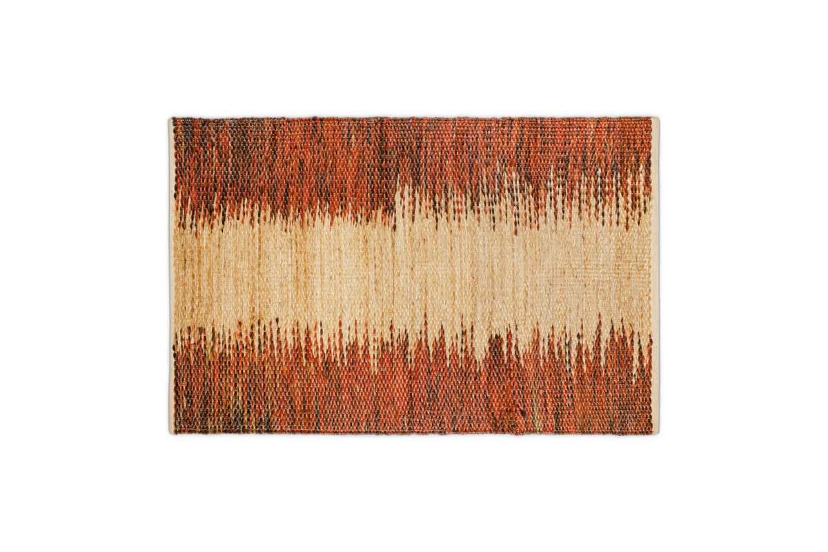 Nkuku - Kekere Jute & Cotton Rug - Natural & Rust