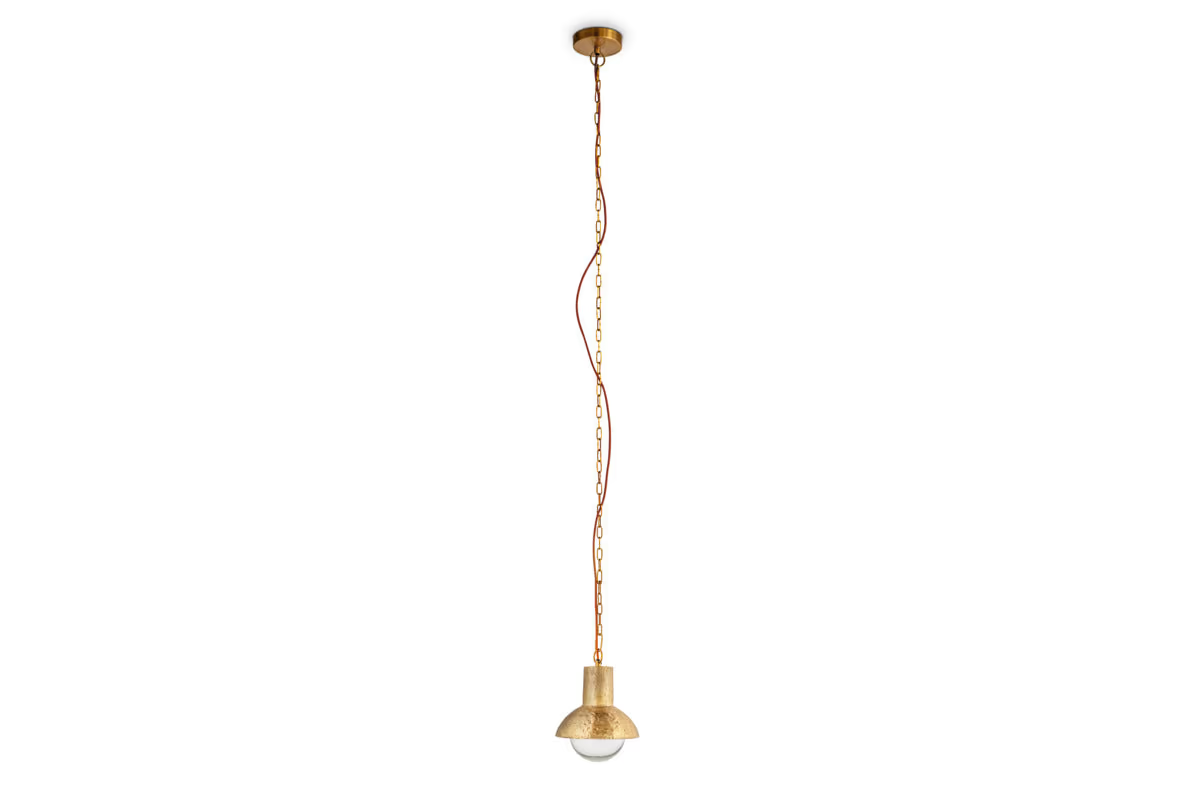 Nkuku - Sakti Brass & Recycled Glass Pendant - Clear