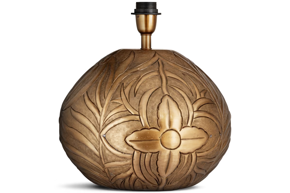 Nkuku - Purana Etched Table Lamp Base - Brass