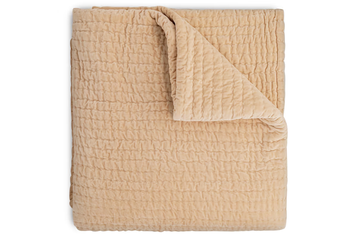 Nkuku - Nidra Velvet & Linen Bed Quilt - Natural
