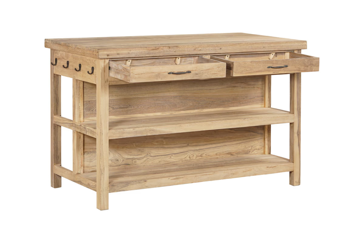 Nkuku - Tivu Reclaimed Wood Kitchen Island - Natural