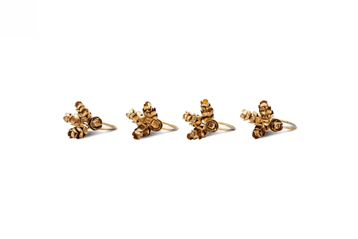 Nkuku - Beej Napkin Rings - Antique Brass - (Set of 4) - Without Napkins
