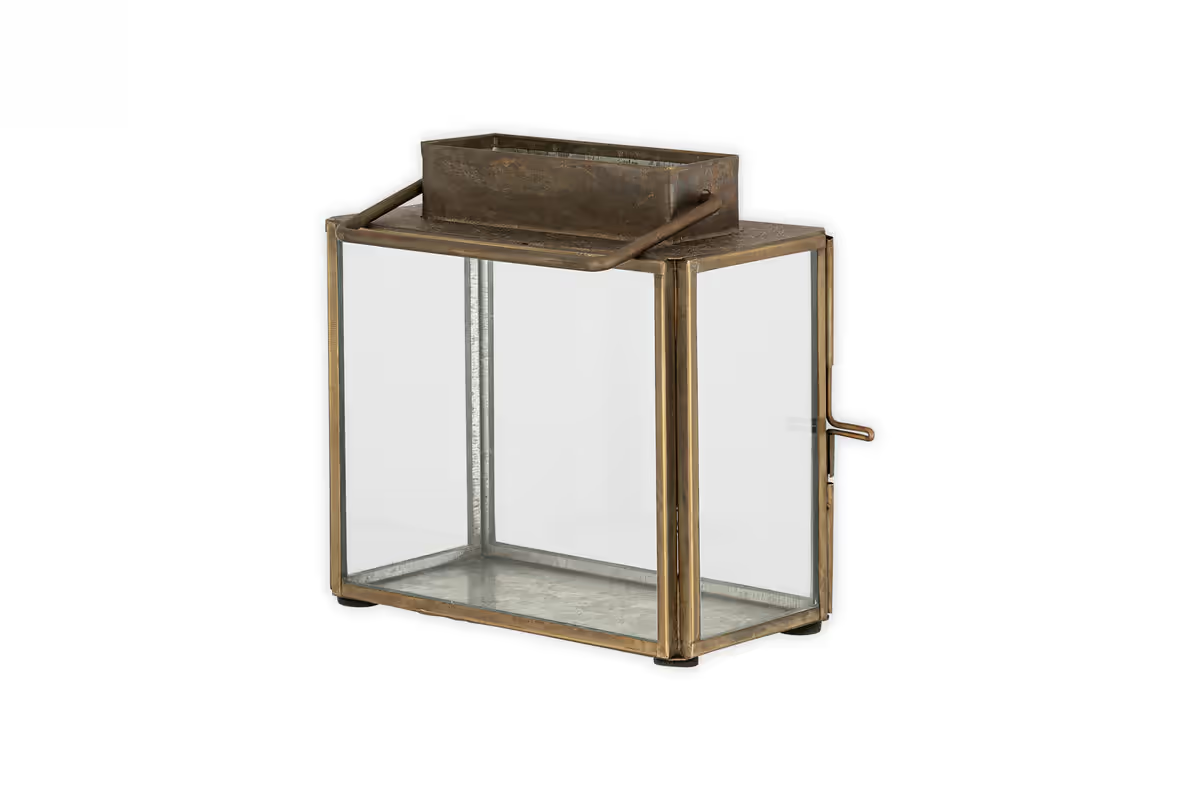 Nkuku - Obi Mini Table Lantern - Antique Brass - Small