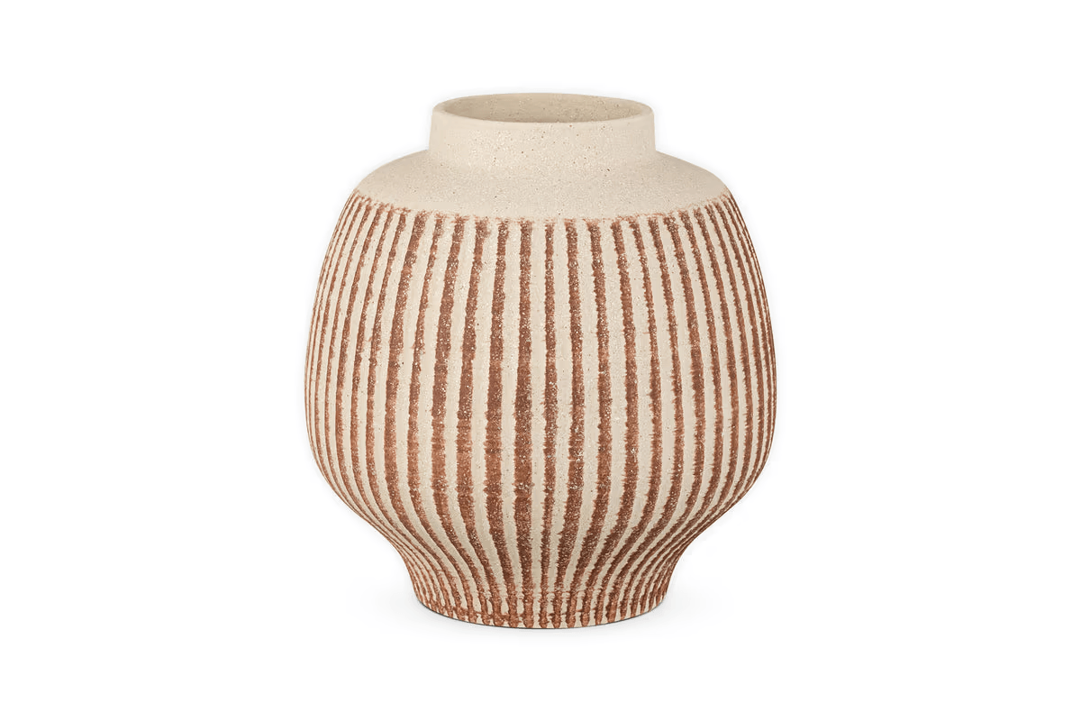 Nkuku - Perola Reactive Glaze Decorative Vase - Natural & Rust - Small