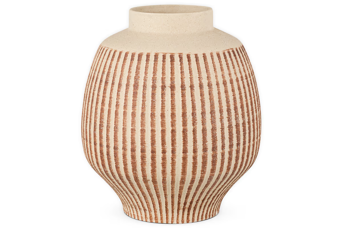 Nkuku - Perola Reactive Glaze Decorative Vase - Natural & Rust - Large