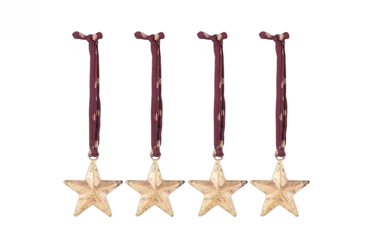 Nkuku - Roshani Star Baubles - Antique Brass (Set of 4)