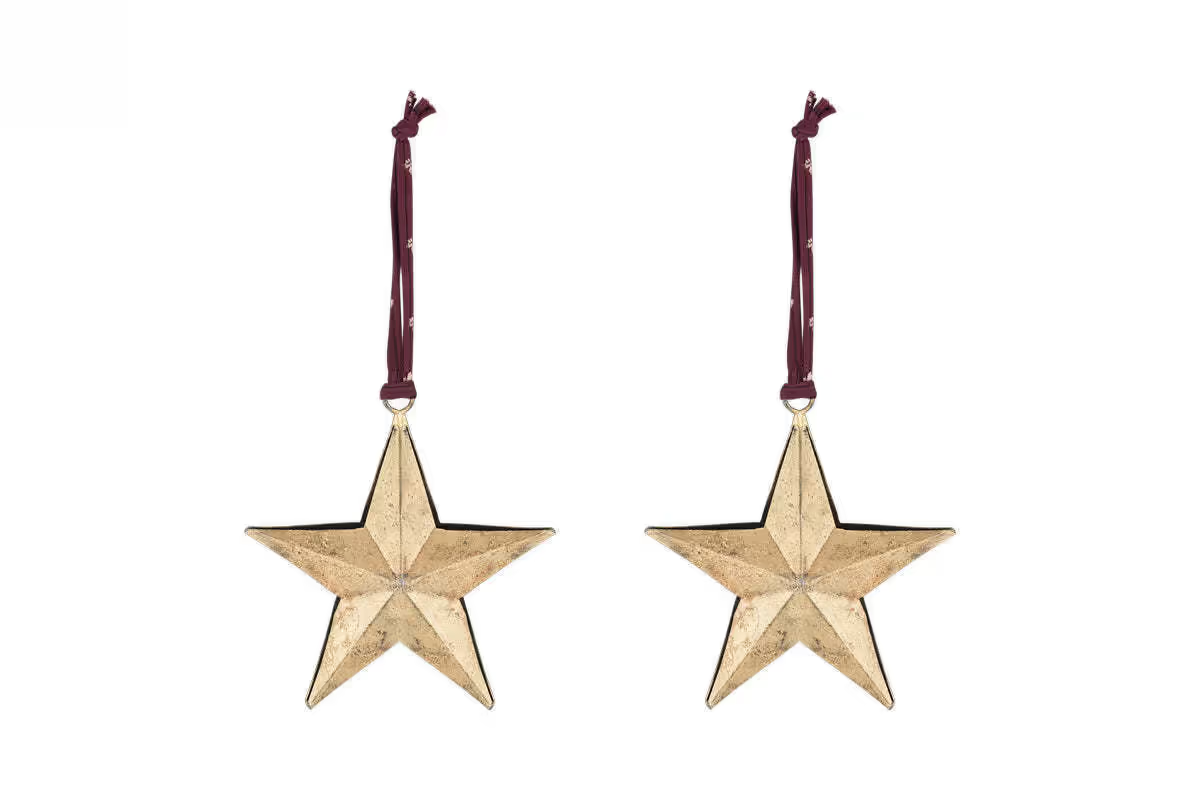 Nkuku - Roshani Star Baubles - Antique Brass (Set of 2)