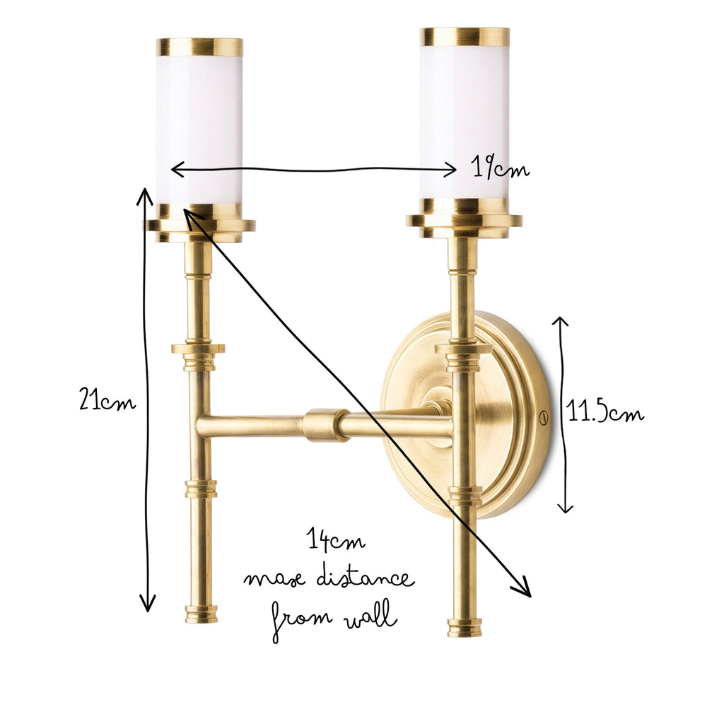 Pooky - Double Chukka Rechargeable Wall Fitting - Antique Brass
