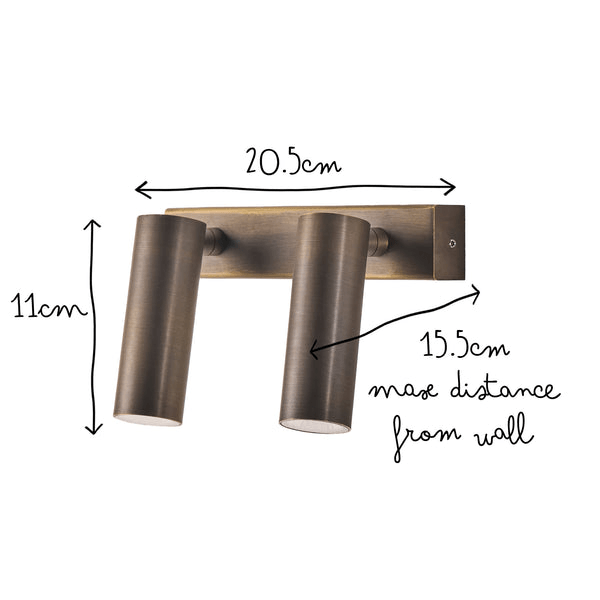 Pooky - Double Austell Ip54 Wall Spotlight - Bronze