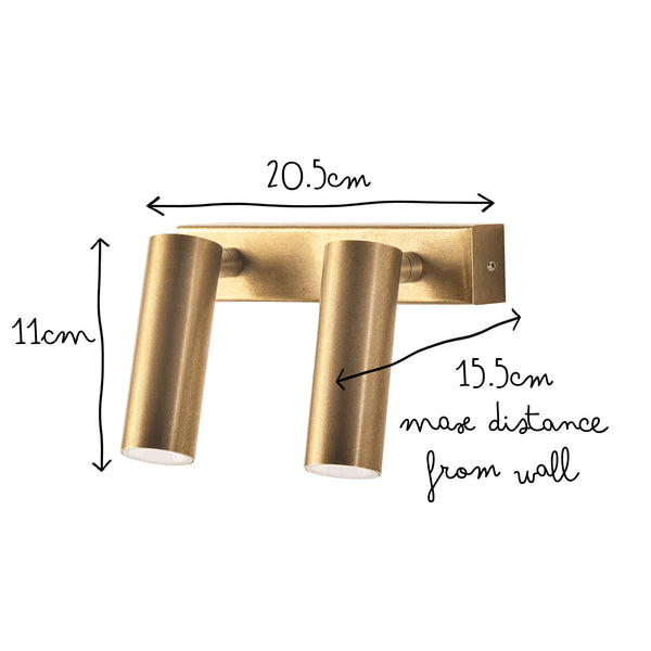 Pooky - Double Austell Ip54 Wall Spotlight - Brass