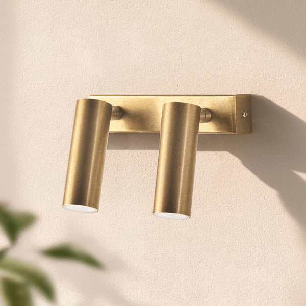 Pooky - Double Austell Ip54 Wall Spotlight - Brass
