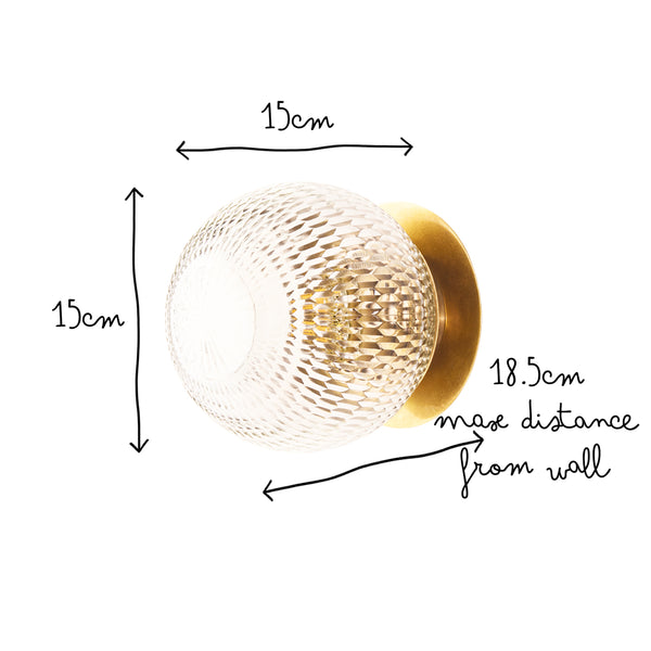 Pooky - Smaller Burgh Ip54 Wall Light - Glass And Brass