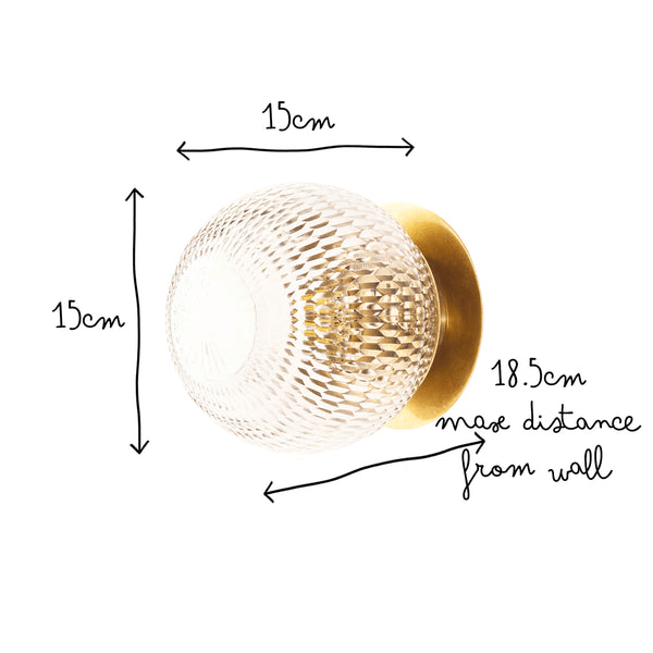 Pooky - Smaller Burgh Ip54 Wall Light - Glass And Brass