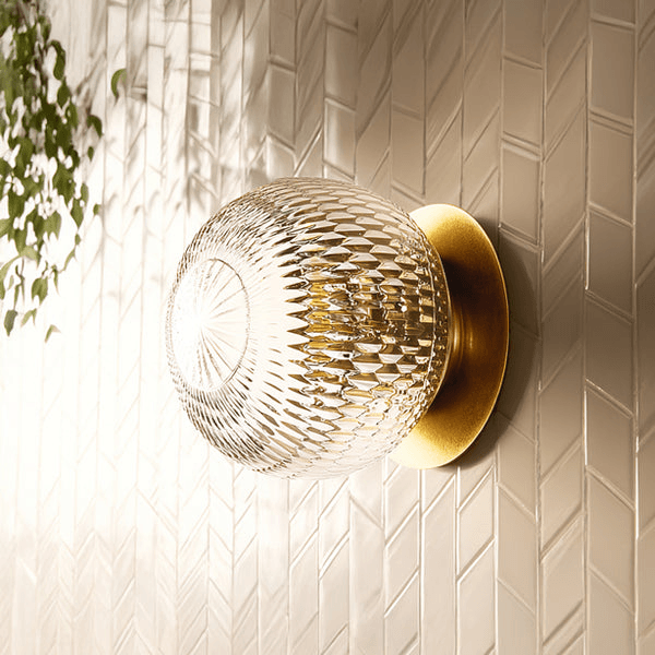 Pooky - Smaller Burgh Ip54 Wall Light - Glass And Brass