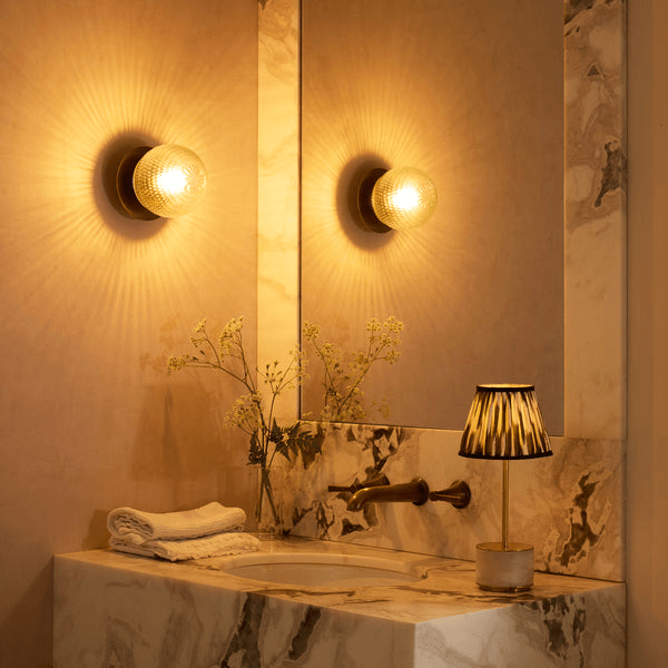 Pooky - Smaller Burgh Ip54 Wall Light - Glass And Brass