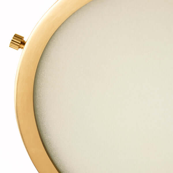 Pooky - Blanchard ip44 Flush Ceiling Light - Brass and Glass detail showing brass trim and frosted glass diffuser.