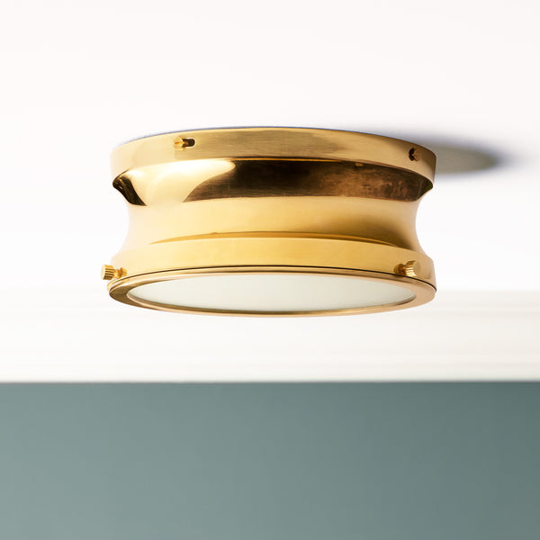 Pooky - Blanchard ip44 Flush Ceiling Light - Brass and Glass