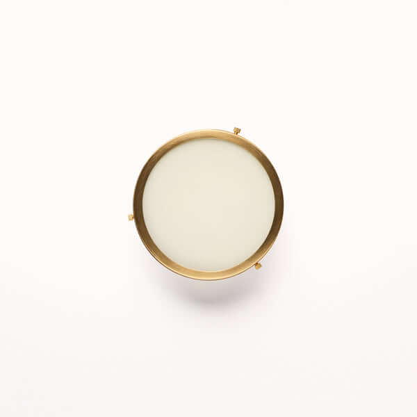 Pooky - Blanchard ip44 Flush Ceiling Light - Brass and Glass top view showing frosted glass diffuser and brass trim