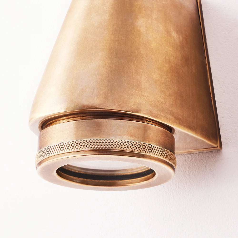 Pooky Bowditch IP54 Mast Wall Light in Aged Brass