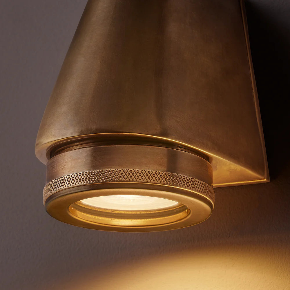 Pooky Bowditch IP54 Mast Wall Light in Aged Brass