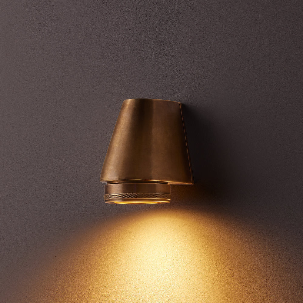 Pooky Bowditch IP54 Mast Wall Light in Aged Brass