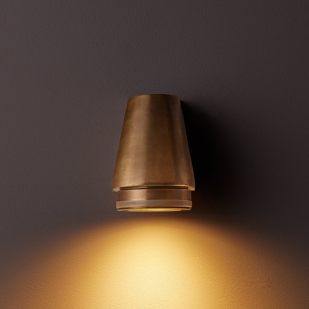 Pooky Bowditch IP54 Mast Wall Light in Aged Brass