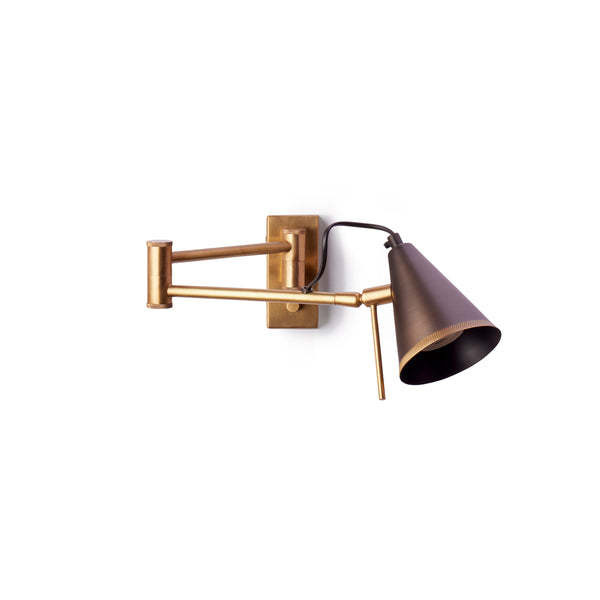 Pooky - Conrad Articulated Wall Light - Brass with Bronze Hood