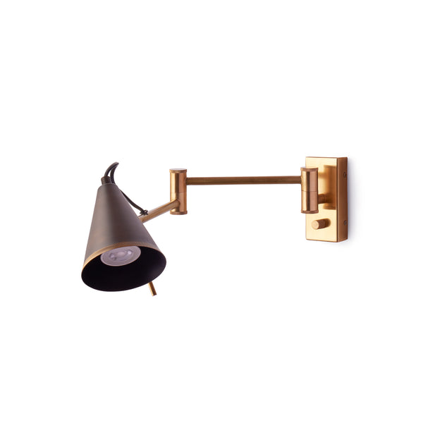 Pooky - Conrad Articulated Wall Light - Brass with Bronze Hood