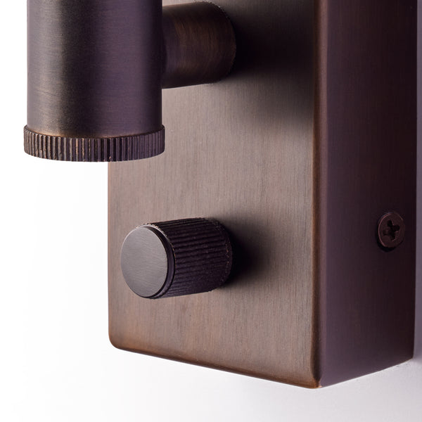 Pooky - Conrad Articulated Wall Light in Bronze with Brass Hood - Bronze and Brass