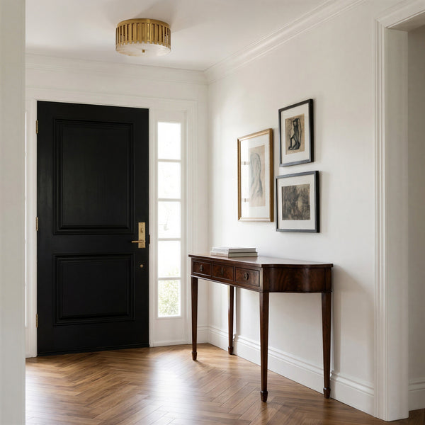 Pooky - Crenel Flush Ceiling Light - Alabaster and Brass