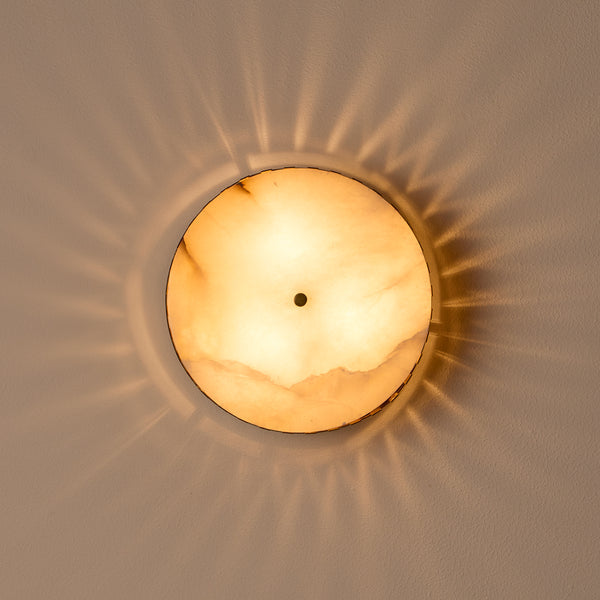 Pooky - Crenel Flush Ceiling Light - Alabaster and Brass