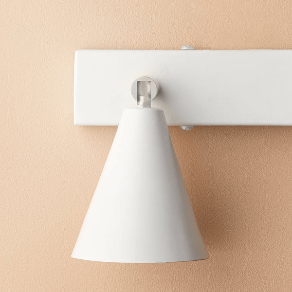 Pooky - Crick Double Wall Spotlight - Paintable Finish mounted on a wall with a white background.