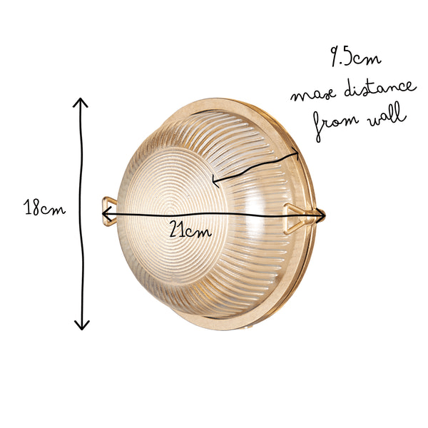 Pooky - Hardy Ip67 Round Bulkhead Wall Light - Unlacquered Natural Brass