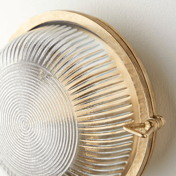 Pooky - Hardy Ip67 Round Bulkhead Wall Light - Unlacquered Natural Brass
