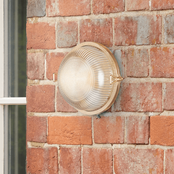 Pooky - Hardy Ip67 Round Bulkhead Wall Light - Unlacquered Natural Brass