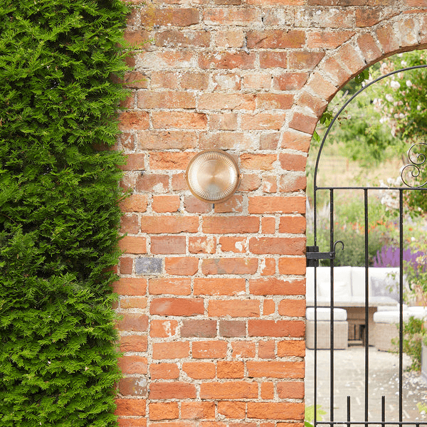 Pooky - Hardy Ip67 Round Bulkhead Wall Light - Unlacquered Natural Brass