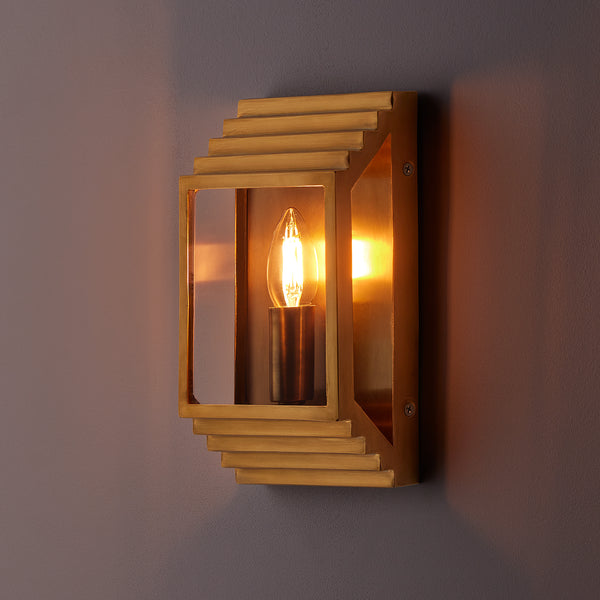 Pooky - Hayle Ip44 Exterior Wall Light - Antiqued Brass