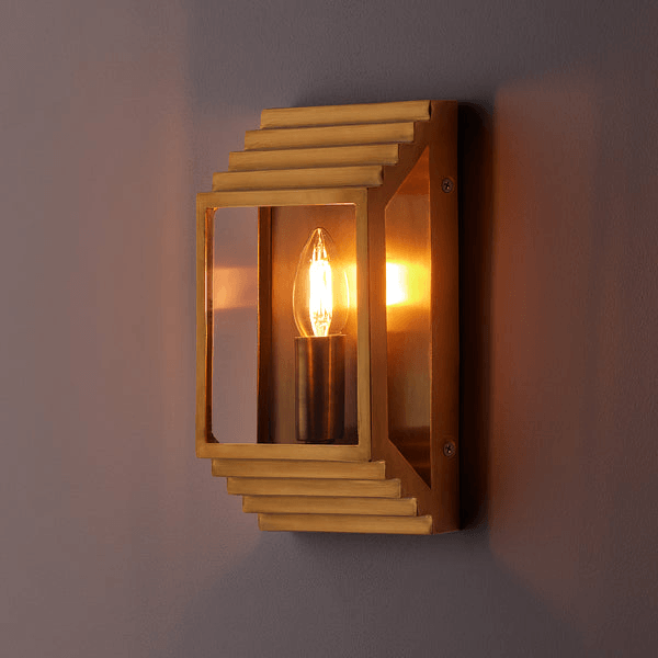 Pooky - Hayle Ip44 Exterior Wall Light - Antiqued Brass