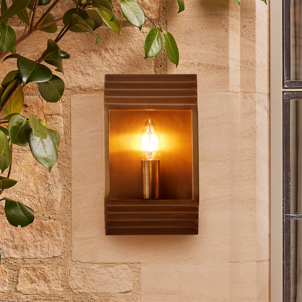 Pooky - Hayle Ip44 Exterior Wall Light - Antiqued Brass