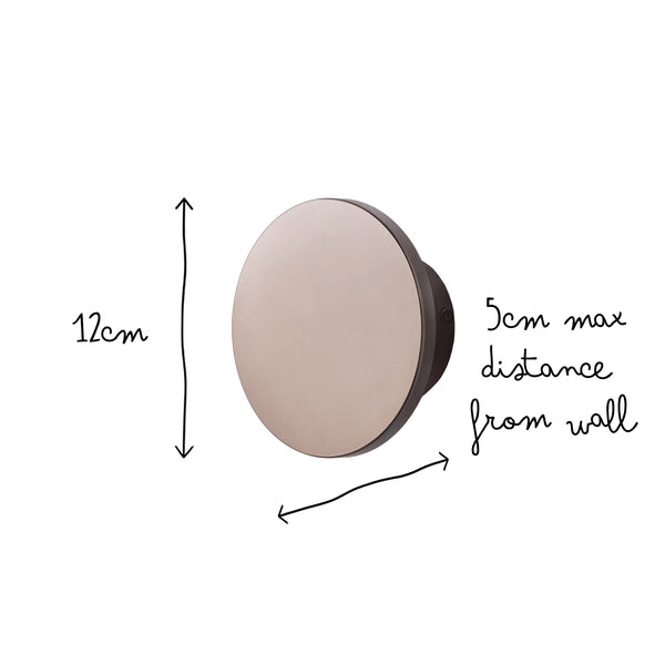 Pooky - Helios Ip44 Wall Light - Smaller - Brushed Bronze Aluminium dimensions illustration with measurements.