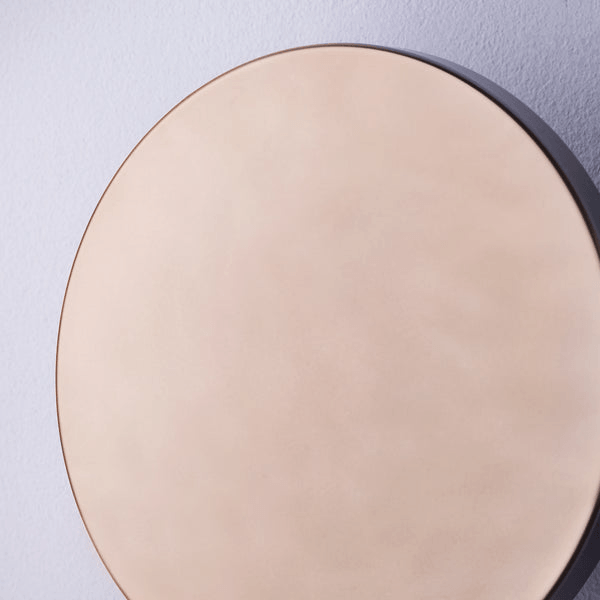 Pooky - Helios Ip44 Wall Light - Smaller - Brushed Bronze Aluminium close-up view of round light shade.