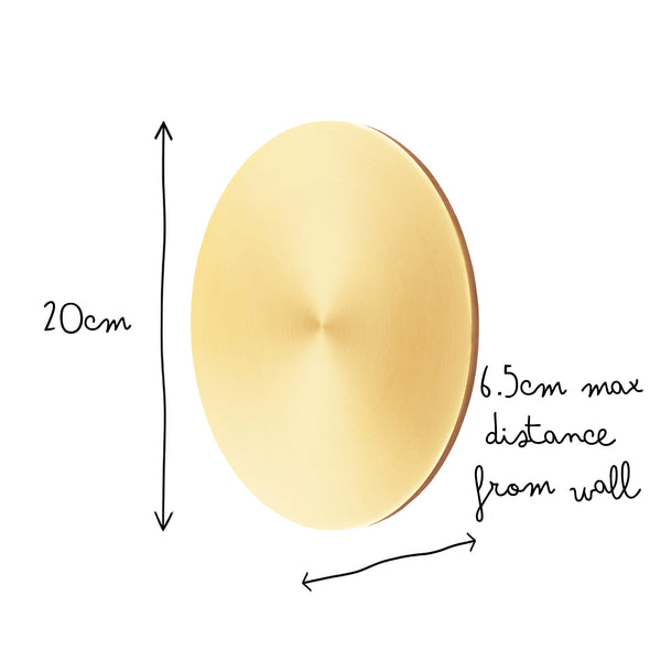 Pooky - Helios Ip44 Wall Light - Larger - Brushed Gold Aluminium dimensions 20cm height and 6.5cm max distance from wall.