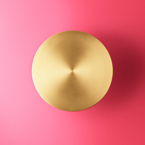 Pooky - Helios Ip44 Wall Light - Larger - Brushed Gold Aluminium top view against pink background