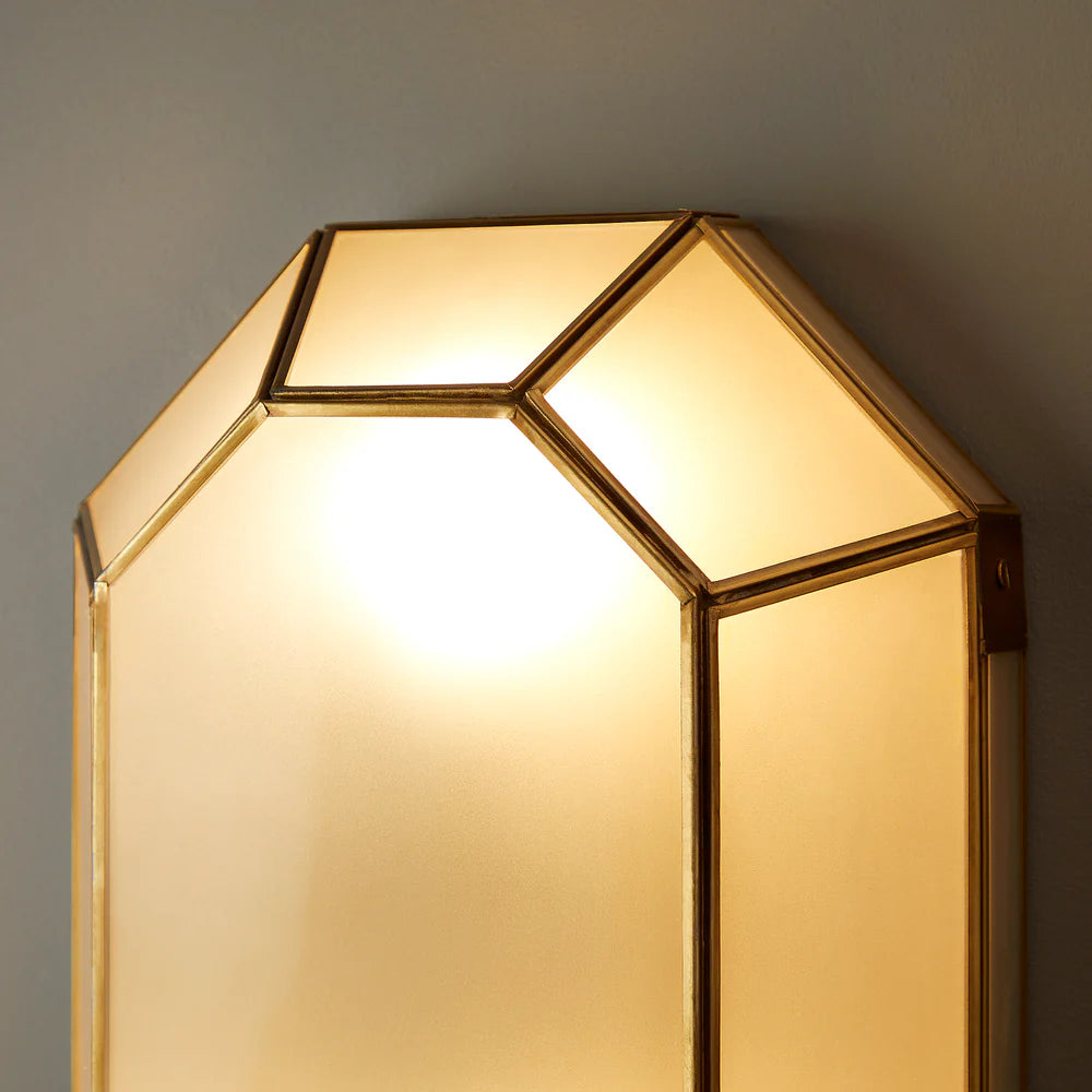 Pooky Hezion IP44 Flush Ceiling Light in Brass and Frosted Glass
