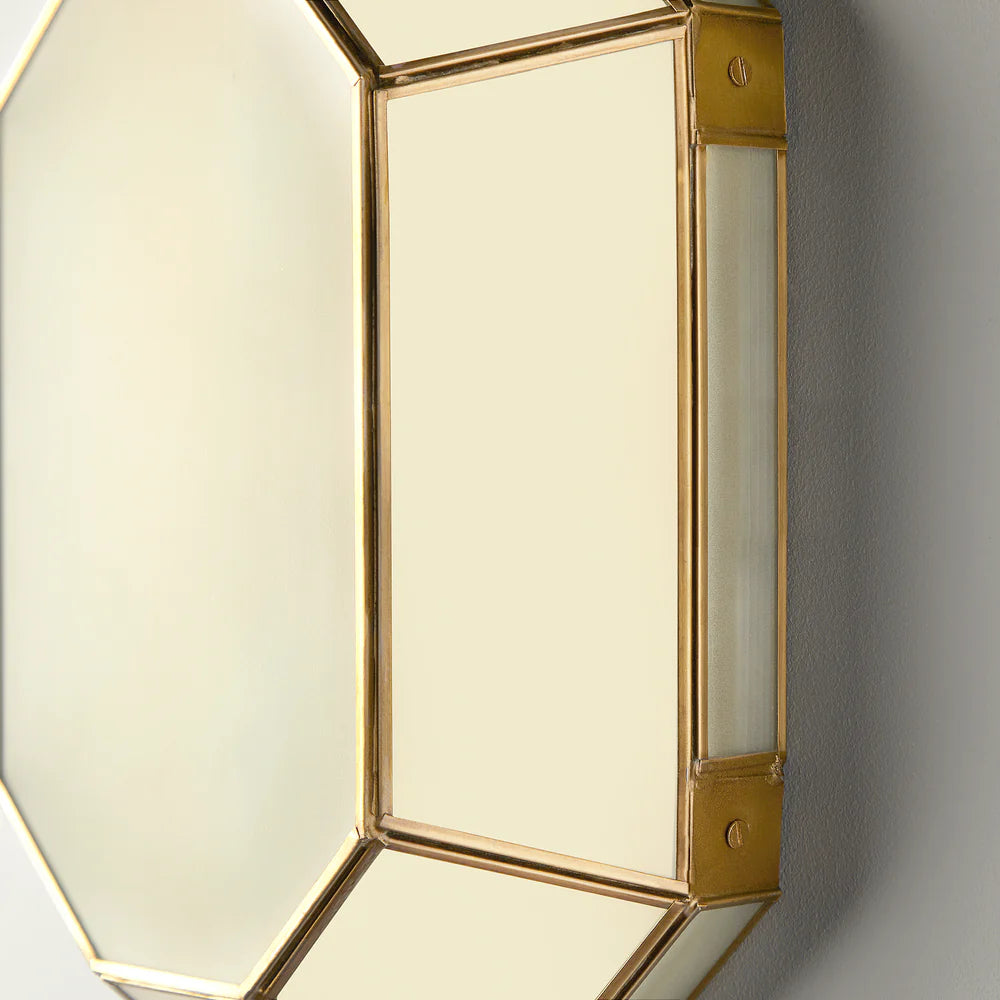 Pooky Hezion IP44 Flush Ceiling Light in Brass and Frosted Glass