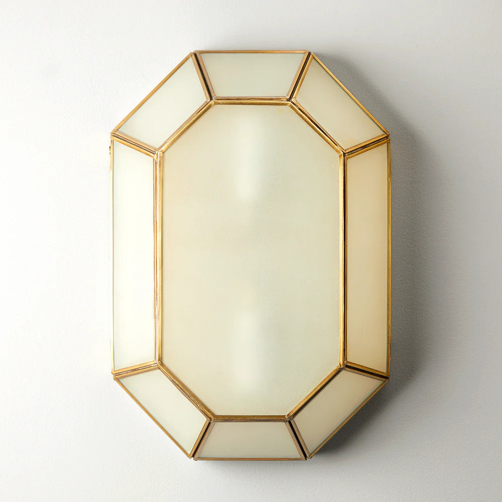 Pooky Hezion IP44 Flush Ceiling Light in Brass and Frosted Glass