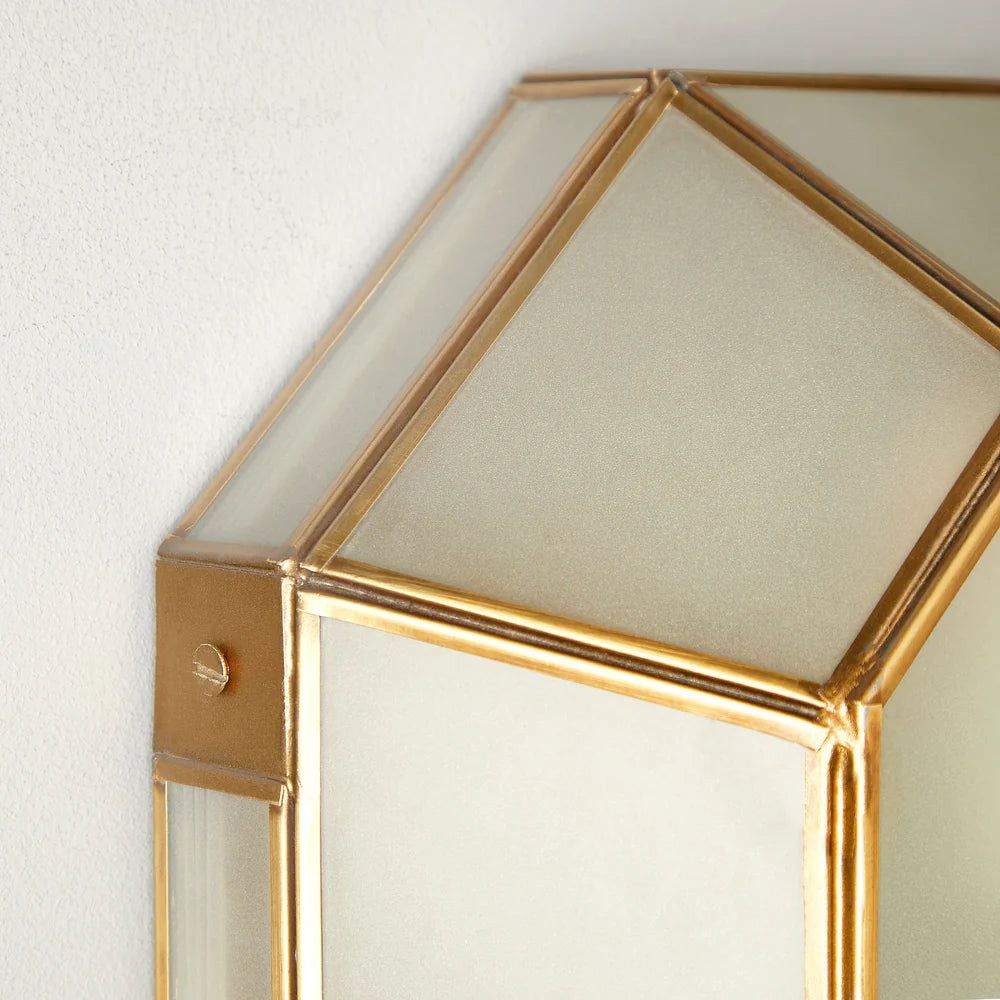 Pooky Hezion IP44 Flush Ceiling Light in Brass and Frosted Glass